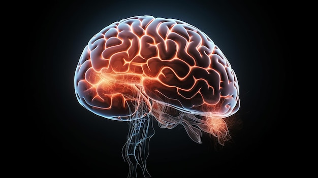 Menschliches Gehirn auf einem einfachen Hintergrund mit Kopierraum