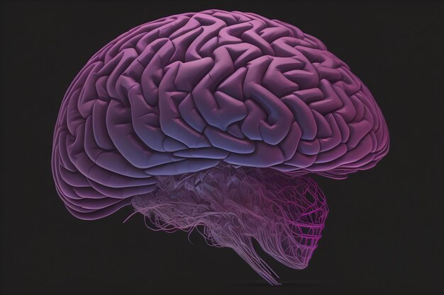 Menschliches Gehirn auf einem farbenfrohen Hintergrund ai generativ
