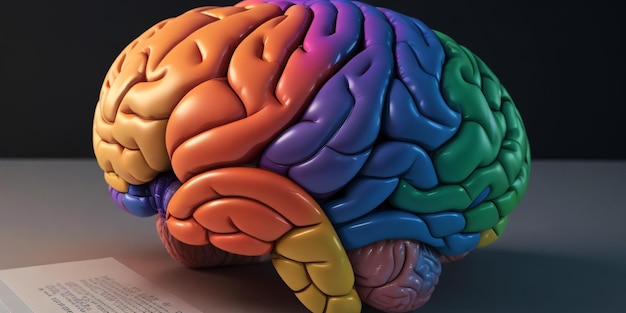 menschliches Gehirn mit Papierfarben