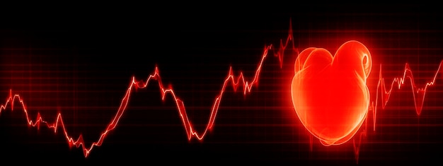 Menschliches Herz mit Kardiogramm für die Herzgesundheit Generative KI