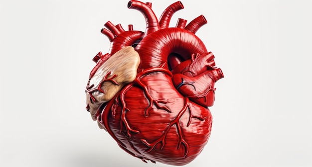 Menschliches Herz mit roten und blauen Adern und Arterien