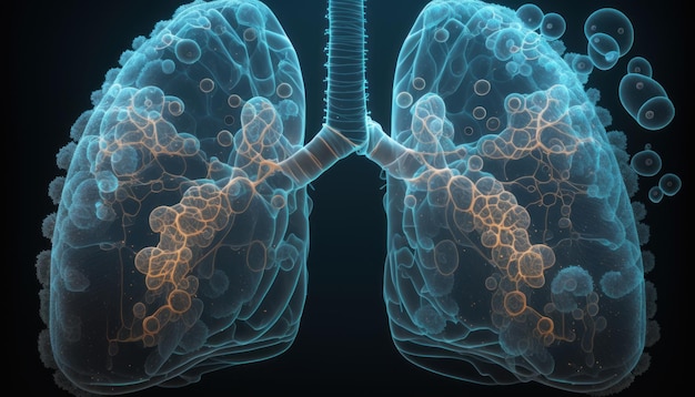 Menschliches Lungenmodell mit Generativer KI für Krankheiten