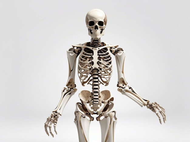 Menschliches Skelett auf weißem Hintergrund generativ ai