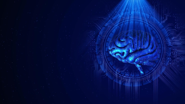 La mente digital, el cerebro, la IA, el aprendizaje automático, la ingeniería tecnológica, el concepto de Big Data Array.