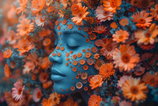 La mente humana florece el pensamiento positivo la mente creativa el cuidado de sí misma la salud mental la mujer florece la primavera