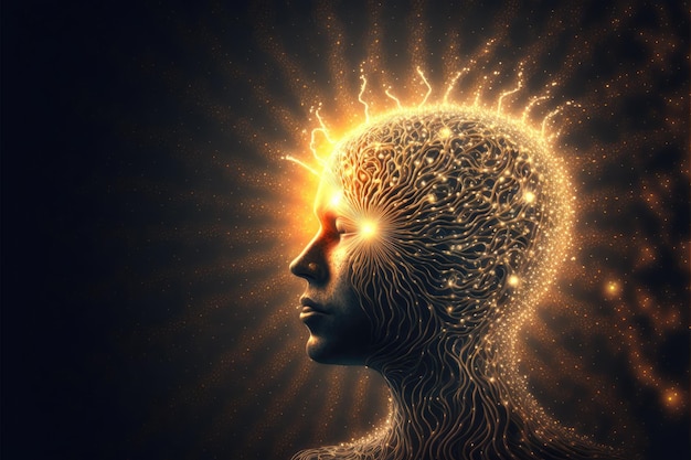Mente mística explorando o poder espiritual e mental da cabeça humana generativa ai