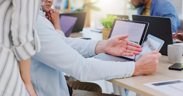 Mentor de colaboração e tecnologia para ajudar um funcionário com trabalho ou projeto para equipe Estagiário profissional masculino e aprendizado com tecnologia para trabalho em equipe na empresa junto com ensino para trabalho