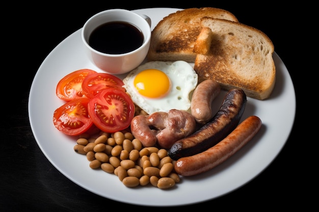 Menú de comida de desayuno inglés generado por IA