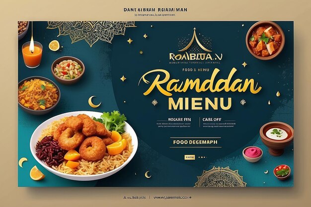 Foto menú de comida especial de ramadán plantilla de diseño de banner de publicación en redes sociales