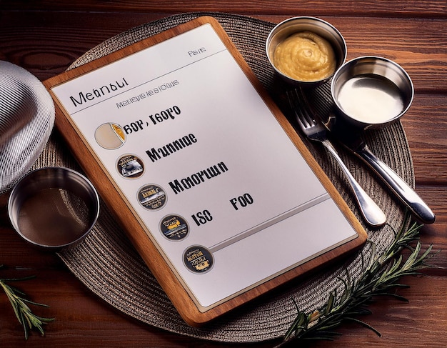 menú para la comida menú para el menú de la comida es un delicioso restaurante recetas