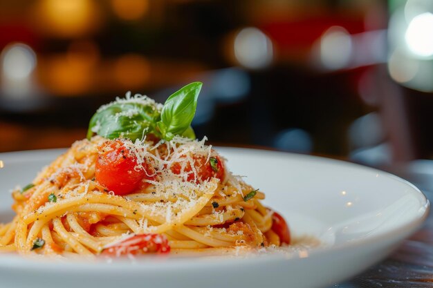 Foto menú de comida de pasta italiana muy sabrosa