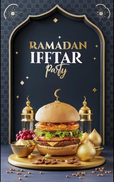 Menu de comida do Ramadan, modelo de design de postagem de mídia social ai gerado