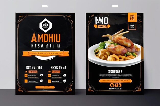 Foto menu de comida e modelo de banner de mídia social de restaurante