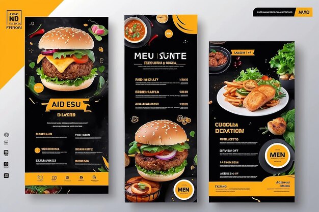 Foto menu de comida e modelo de banner de mídia social de restaurante