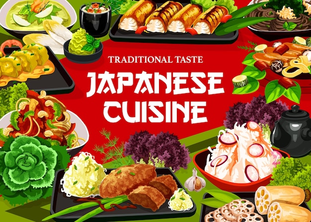 Menu de pratos de cozinha de comida japonesa Refeições do Japão