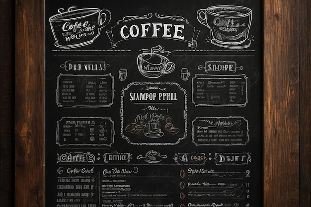 Foto menu de tabuleiro de café