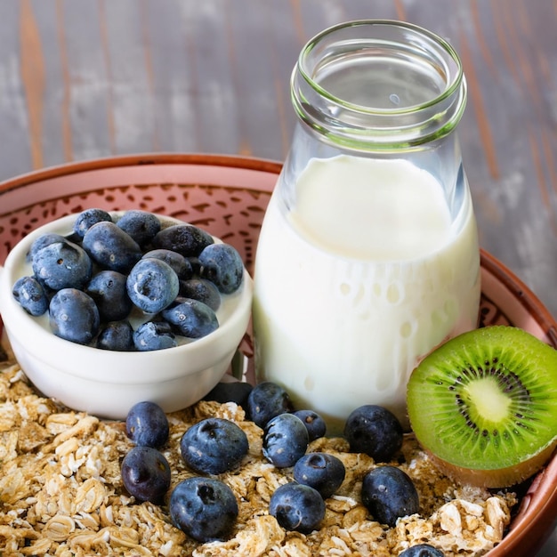 Menú de dieta saludable avena con leche Alimentación saludable