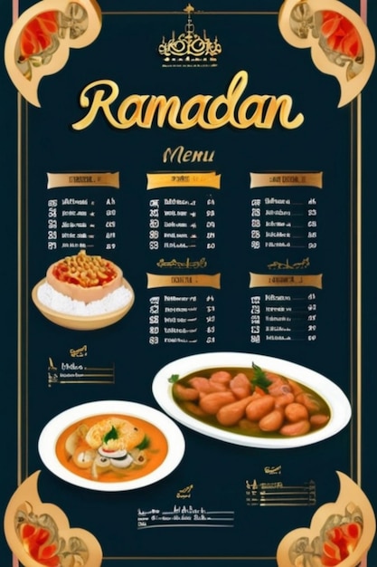 Menú especial de comida de Ramadán Tarjeta de menú Ifter