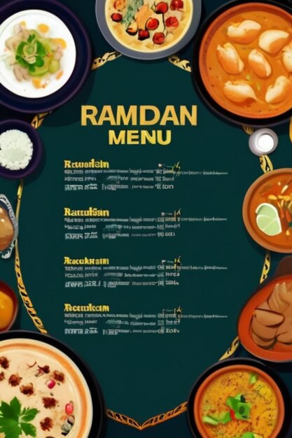 Menú especial de comida de Ramadán Tarjeta de menú Ifter