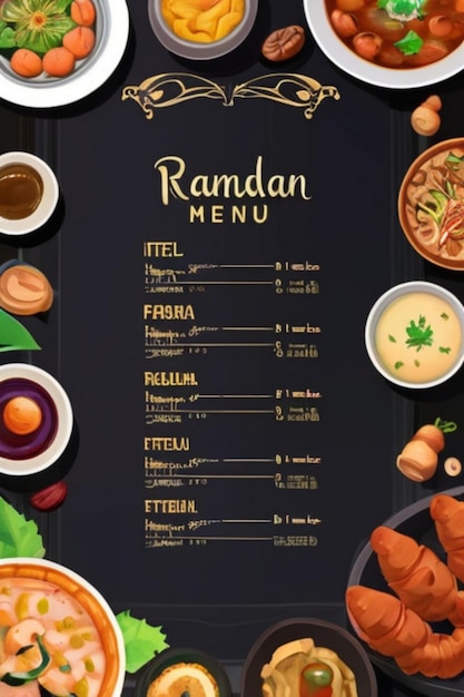 Foto menu especial de comida do ramadã cartão de menu ifter