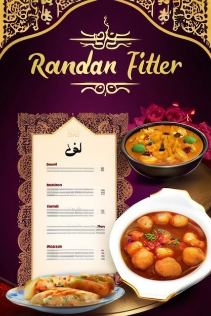 Menu especial de comida do Ramadã Cartão de menu Ifter