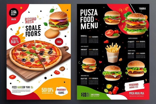 Menú de restaurante de comida rápida diseño de plantilla de banner web de marketing en redes sociales