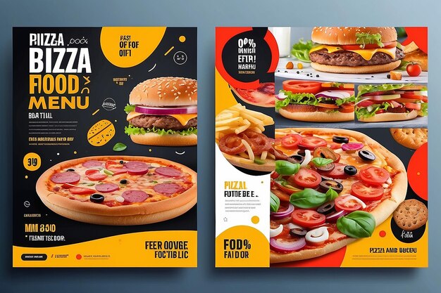 Foto menú de restaurante de comida rápida marketing de redes sociales diseño de plantilla de banner web pizza