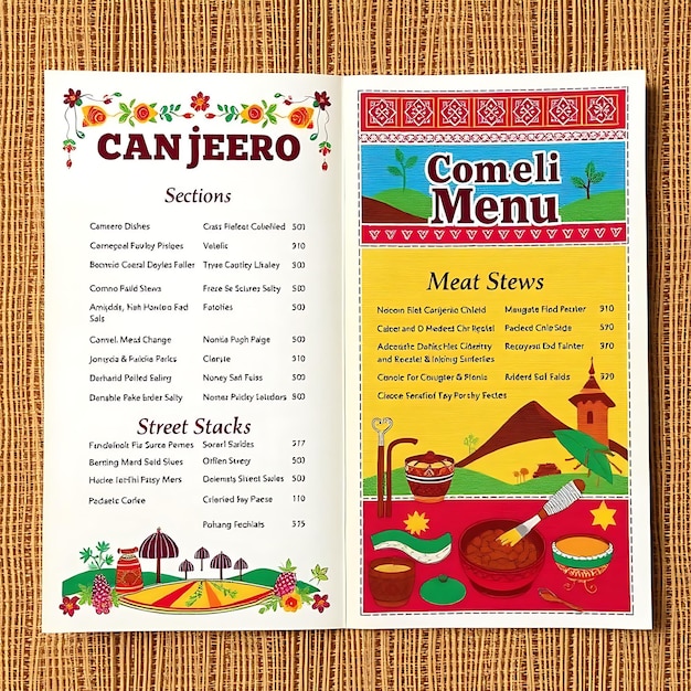 un menú para un restaurante llamado menú nacho