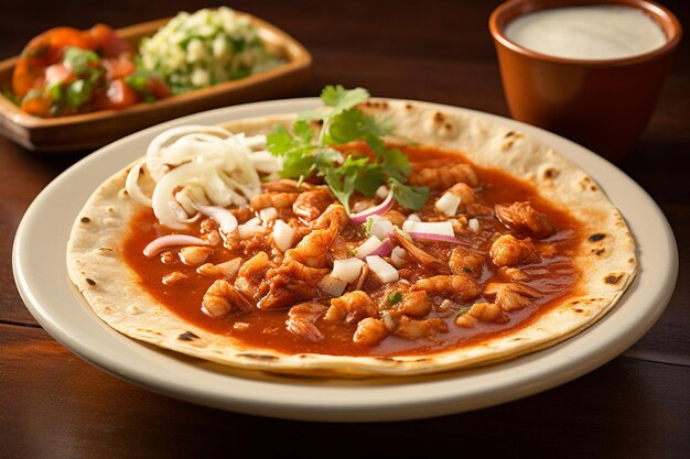 Un menú de un restaurante mexicano con Pozole