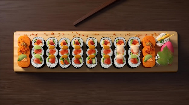 Menú de sushi Roll con salmón aguacate pepino comida japonesa