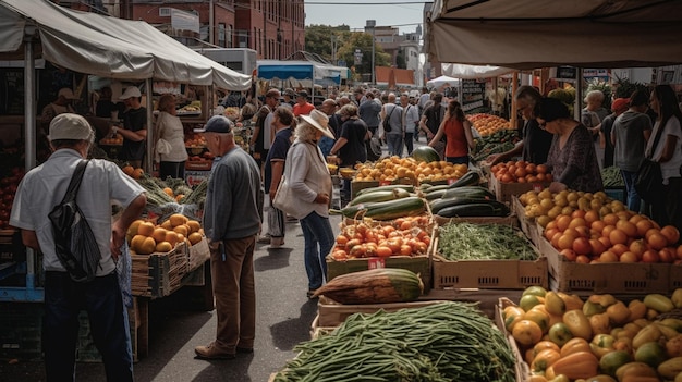 Un mercado de agricultores en el corazón de la ciudad.