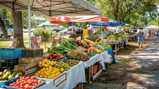 Foto un mercado de agricultores es un gran lugar para comprar productos locales frescos