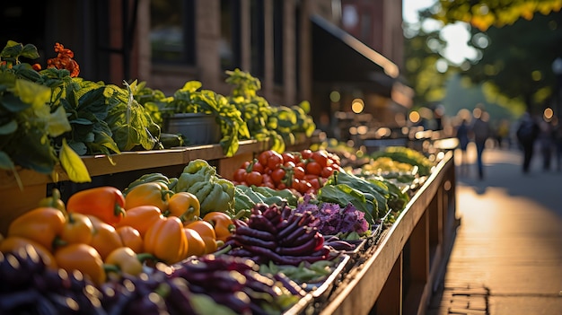 Foto mercado de agricultores los productos artesanales y las verduras orgánicas de un evento comunitario