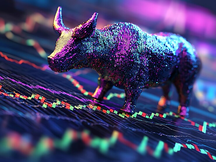 El mercado alcista sube colores vibrantes hacia arriba gráfico financiero