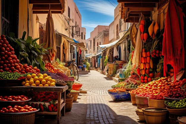 Foto mercado callejero alrededor de septiembre de 2014 en fes ai generado