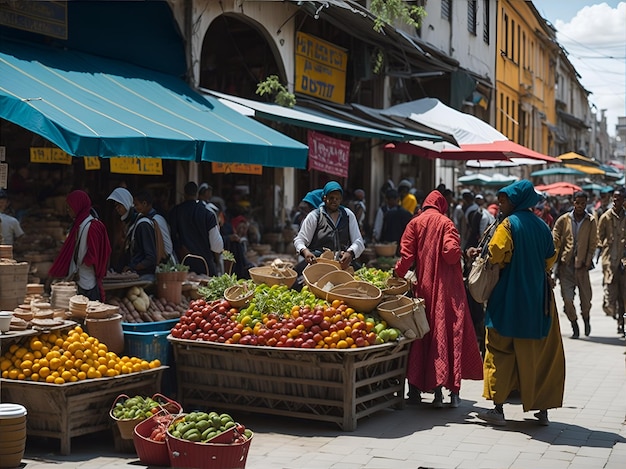 Un mercado en la ciudad de Katmandú