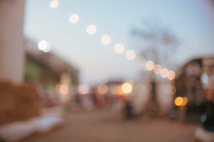 Foto mercado del crepúsculo bokeh