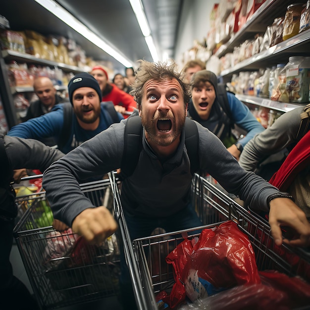 Foto mercado da black friday em lojas de varejo coleção de fotografias capturando multidões caóticas