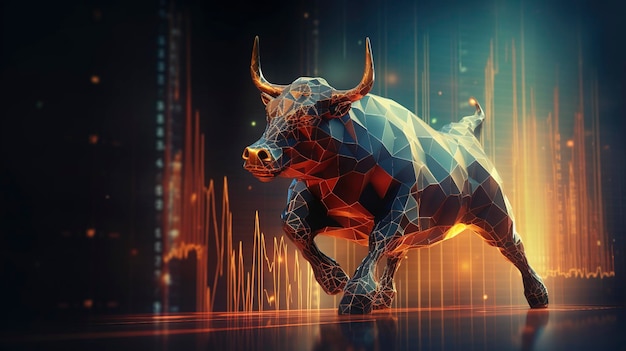 Mercado de ações bull com fundo de gráfico de ações de investimento Ações Financeiras e Econômicas