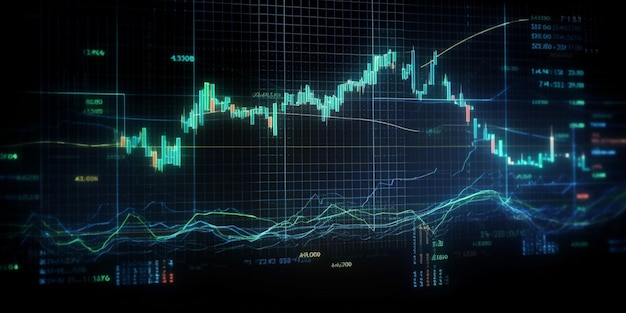 Mercado de ações e gráfico digital de negociação