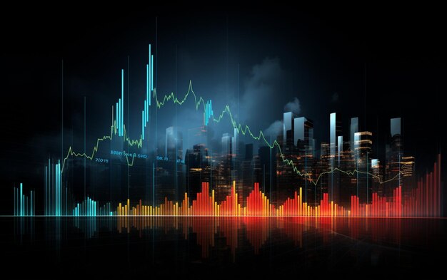 Mercado de ações e gráfico digital de negociação