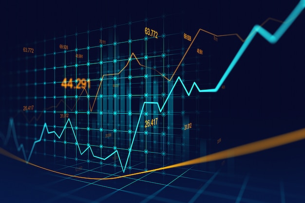 Mercado de ações ou forex trading gráfico no conceito gráfico