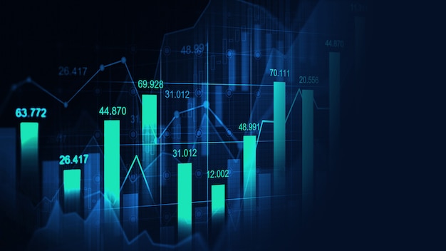 Foto mercado de ações ou forex trading gráfico no conceito gráfico