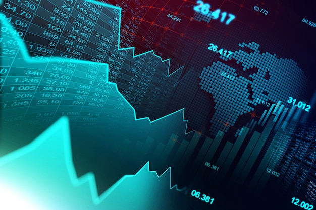 Mercado de ações ou forex trading gráfico no conceito gráfico