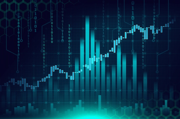 Foto mercado de ações ou gráfico de negociação forex no conceito gráfico