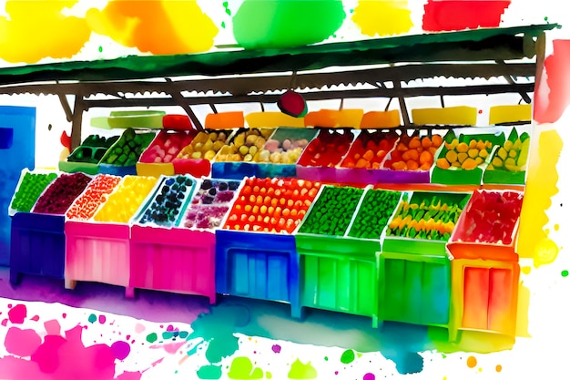 Foto mercado de frutas frescas