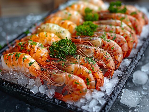 Mercado de frutos do mar frescos mergulha nas delícias do oceano no negócio da culinária marinha