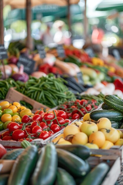 Foto mercado de legumes e frutas ia generativa