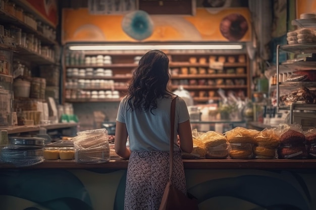 Mercado de mulher bonita do vendedor Gerar Ai