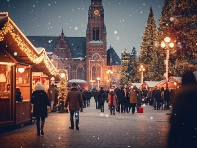 Mercado de Natal à noite